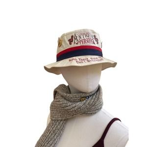 Vintage‎ Genuine Antique Persons 1990s SZ L White Bucket Hat Novelty W Pins 23"